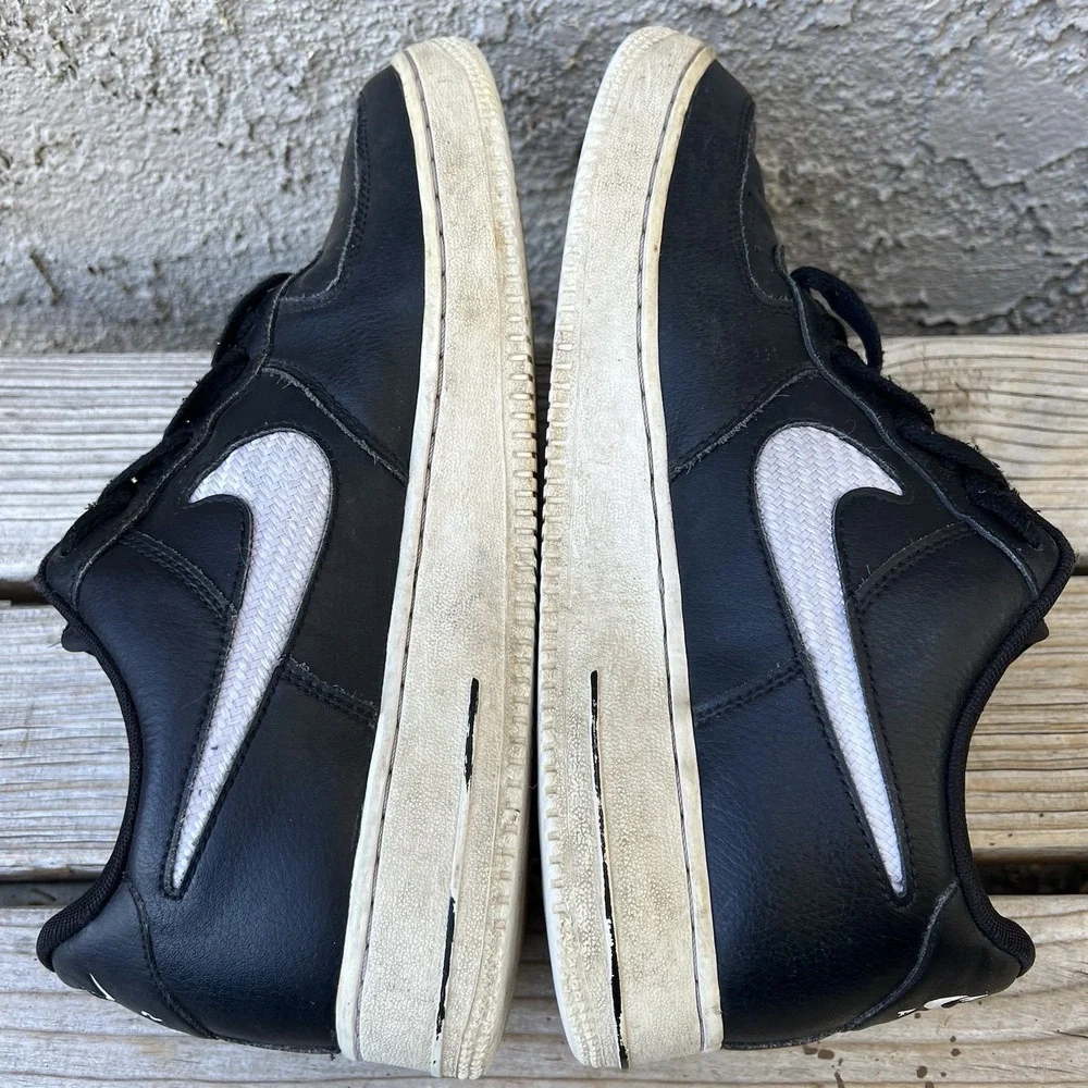 Nike Shoes Men Size 10 Air Force 1 '07 LV8 Black Woven Textile Swoosh Leather